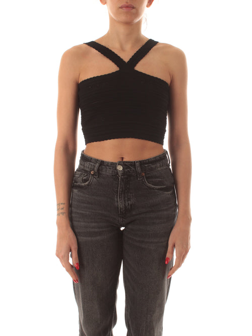 Twinset top cropped in maglia da donna nero