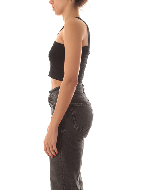 Twinset top cropped in maglia da donna nero