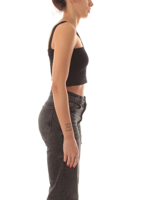 Twinset top cropped in maglia da donna nero