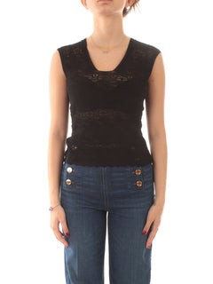 Twinset top in maglia traforata da donna nero