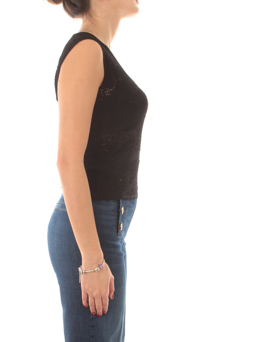 Twinset top in maglia traforata da donna nero