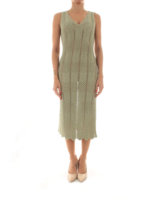 Twinset abito longuette da donna water green lurex