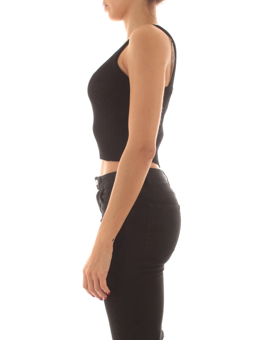 Twinset top in maglia a coste da donna nero