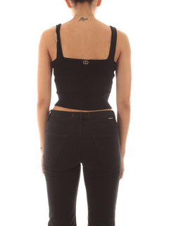 Twinset top in maglia a coste da donna nero