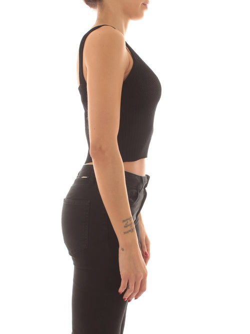 Twinset top in maglia a coste da donna nero