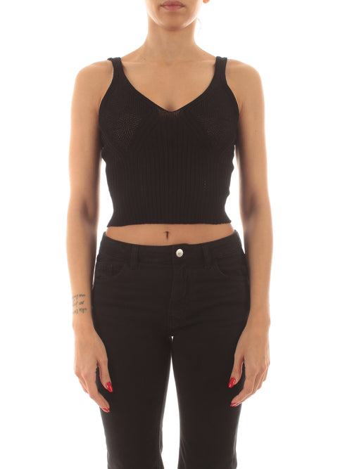 Twinset top in maglia a coste da donna nero