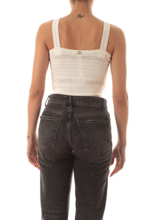 Twinset top cropped in maglia da donna neve