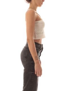 Twinset top cropped in maglia da donna neve