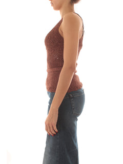 Twinset top in maglia con cintura da donna amber brown lurex