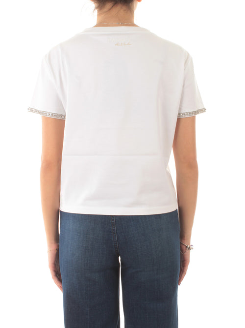 Twinset Actitude T-shirt con ricamo a mano da donna papers