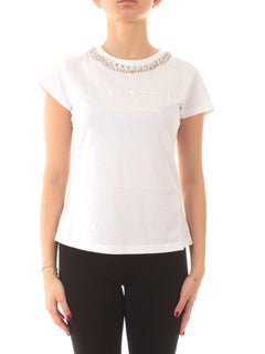 Twinset Actitude T-shirt con ricamo a mano e logo da donna papers