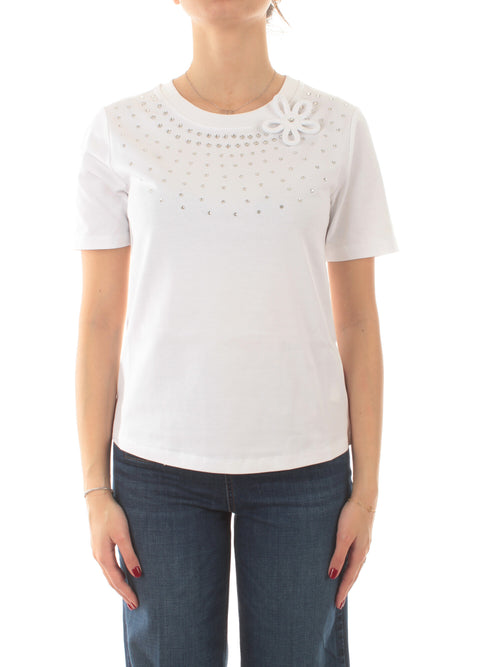 Twinset Actitude T-shirt con strass e fiore da donna papers