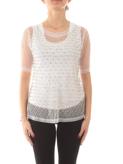 Twinset Actitude T-shirt in tulle ricamato con top da donna papers