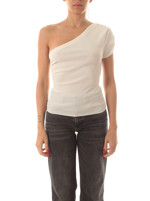 Jucca top monospalla in maglia da donna bianco