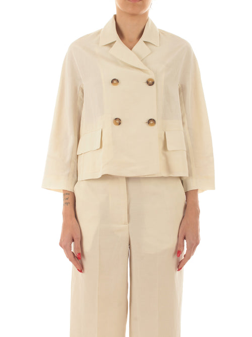 Jucca giacca doppiopetto cropped da donna panna