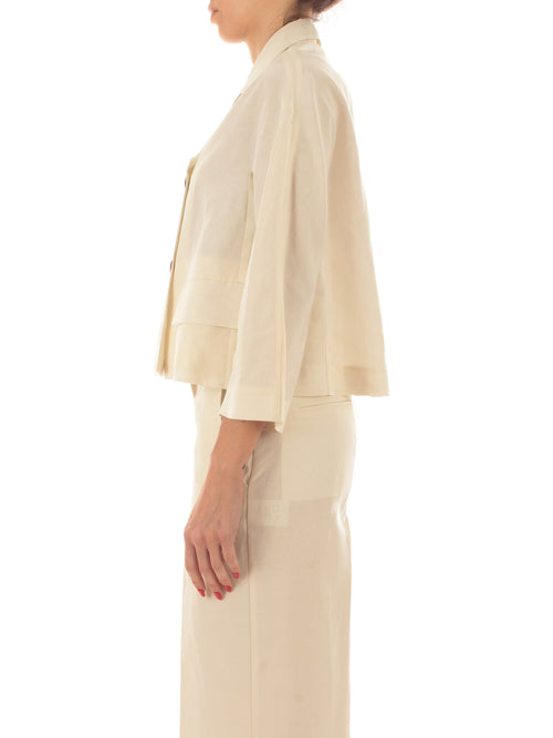Jucca giacca doppiopetto cropped da donna panna