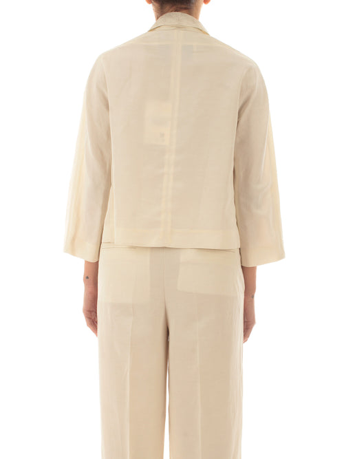 Jucca giacca doppiopetto cropped da donna panna