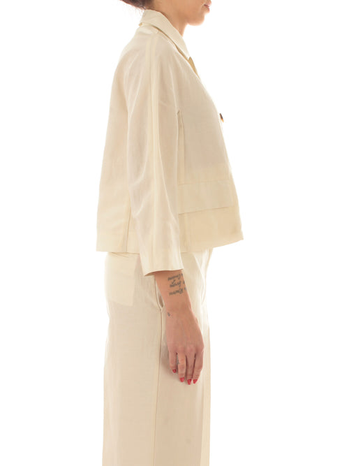 Jucca giacca doppiopetto cropped da donna panna