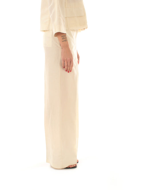 Jucca pantalone in lino da donna panna