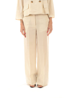 Jucca pantalone in lino da donna panna