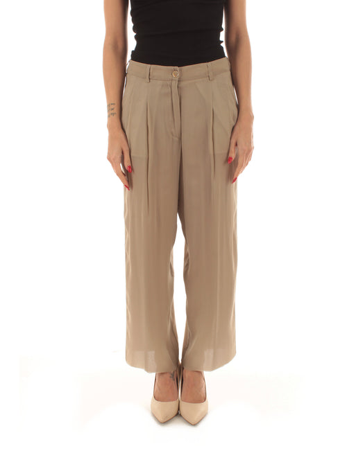 Jucca pantalone in georgette da donna sabbia