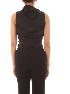 Jucca top in raso di seta da donna nero
