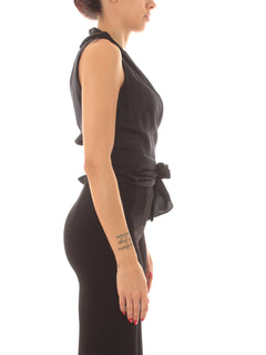 Jucca top in raso di seta da donna nero
