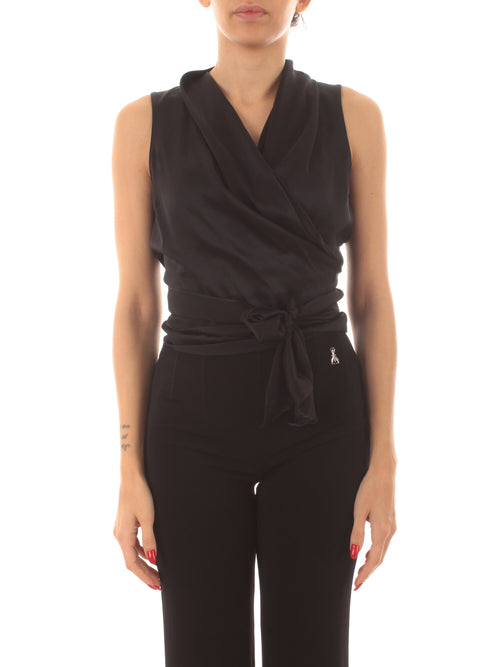 Jucca top in raso di seta da donna nero