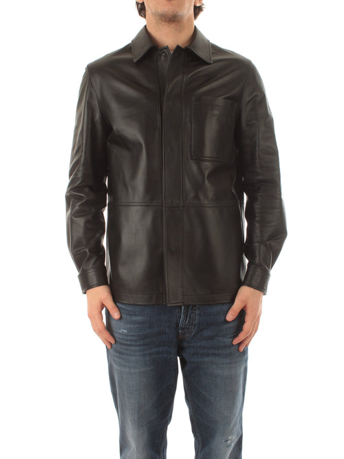 Tagliatore DANIEL camicia in pelle da uomo nero