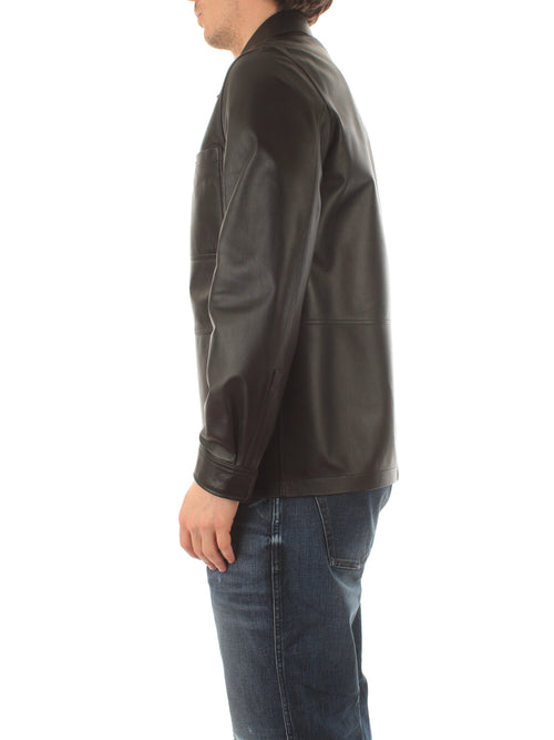 Tagliatore DANIEL camicia in pelle da uomo nero