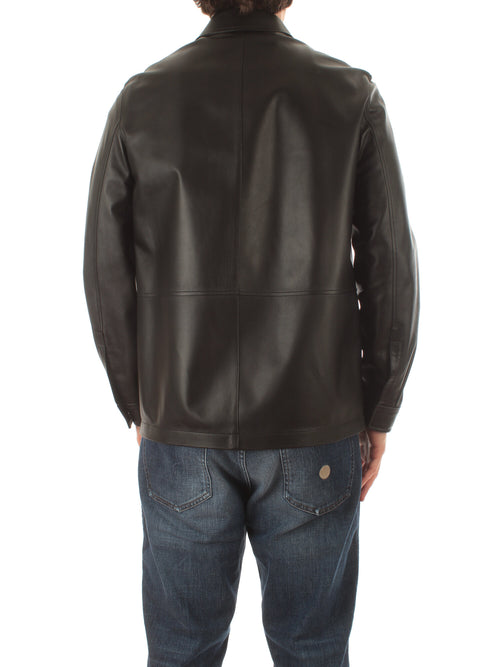 Tagliatore DANIEL camicia in pelle da uomo nero