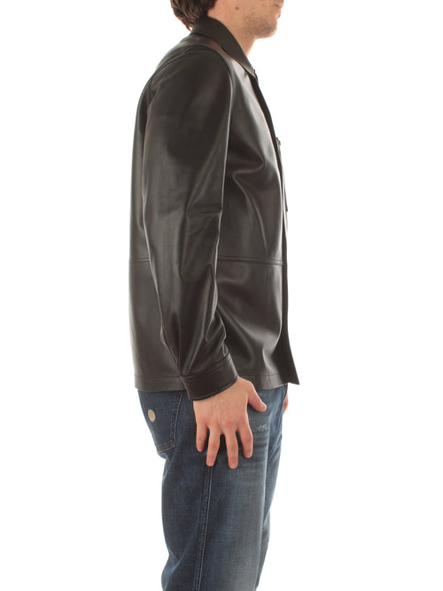 Tagliatore DANIEL camicia in pelle da uomo nero