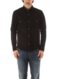 Tagliatore WAYNE camicia in suede da uomo nero
