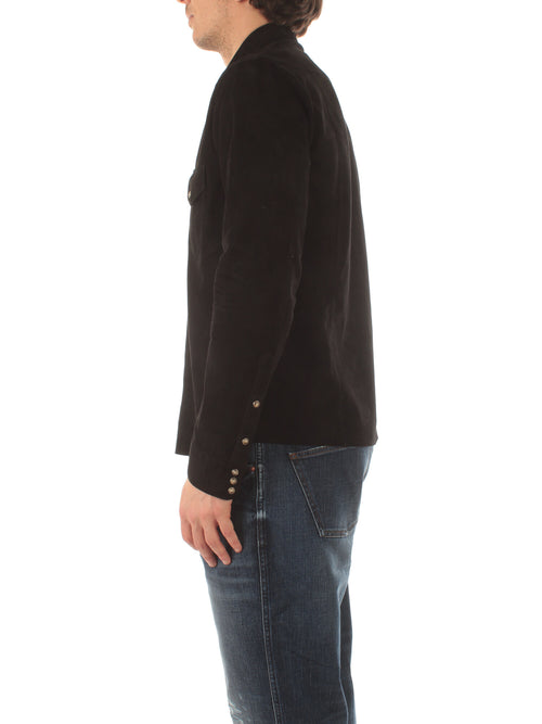 Tagliatore WAYNE camicia in suede da uomo nero