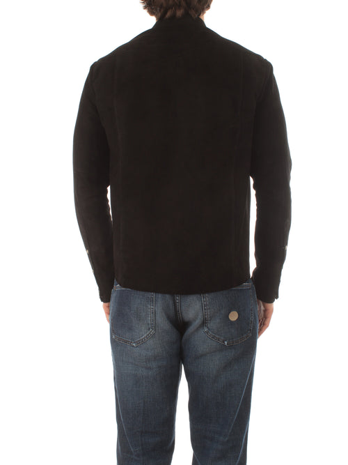 Tagliatore WAYNE camicia in suede da uomo nero