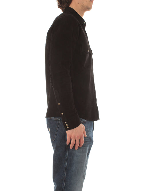 Tagliatore WAYNE camicia in suede da uomo nero