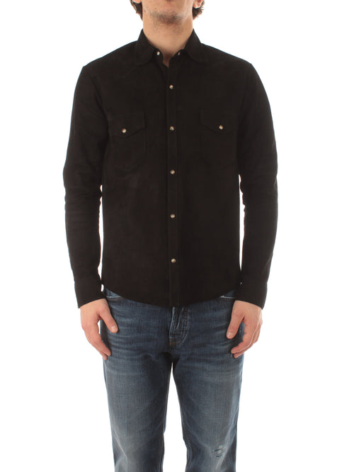 Tagliatore WAYNE camicia in suede da uomo nero