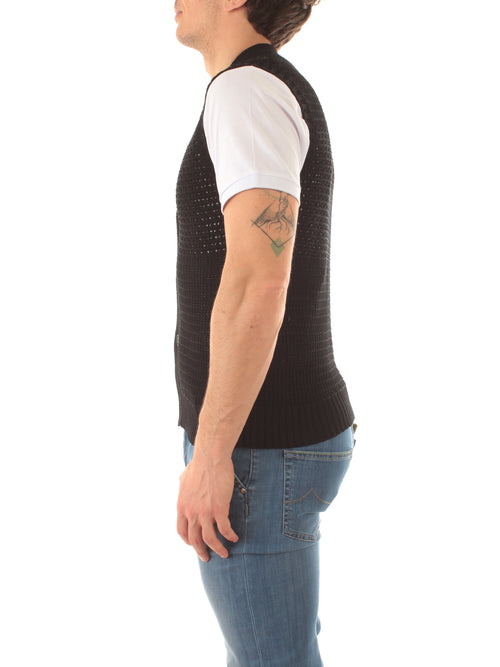 Tagliatore gilet in maglia da uomo nero