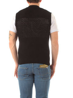 Tagliatore gilet in maglia da uomo nero