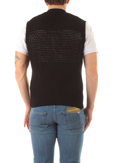 Tagliatore gilet in maglia da uomo nero