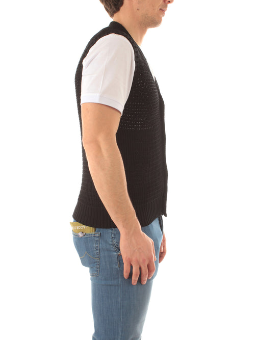 Tagliatore gilet in maglia da uomo nero