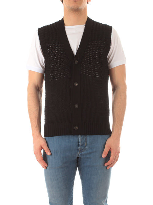 Tagliatore gilet in maglia da uomo nero