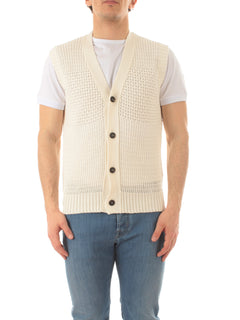 Tagliatore gilet in maglia da uomo panna