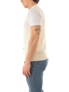 Tagliatore gilet in maglia da uomo panna