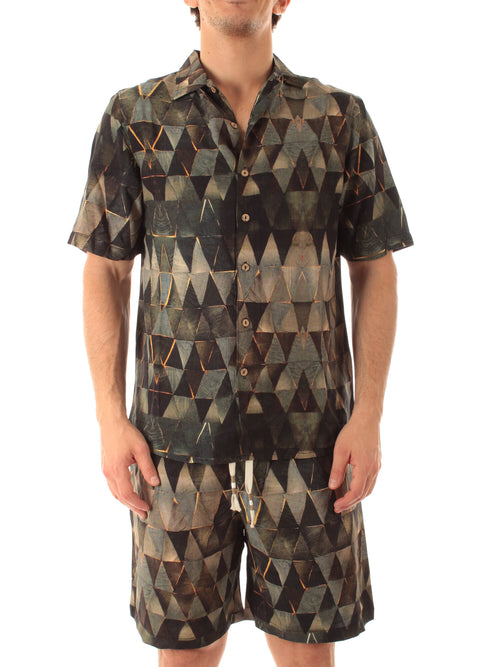 Tooco Beachwear AVEIRO camicia in rayon da uomo brown