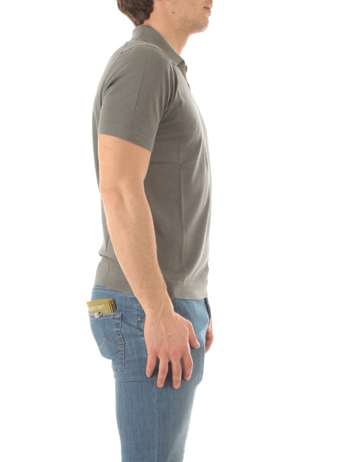 Drumohr polo in cotone delavè da uomo fumo