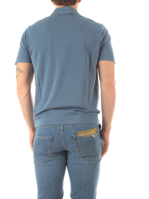 Drumohr polo in cotone delavè da uomo oceano