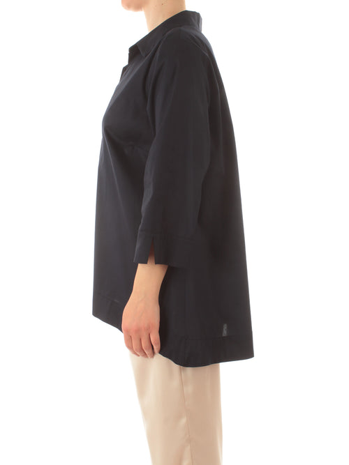 Gigliorosso camicia in popeline da donna blu