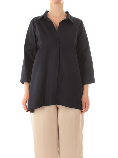 Gigliorosso camicia in popeline da donna blu