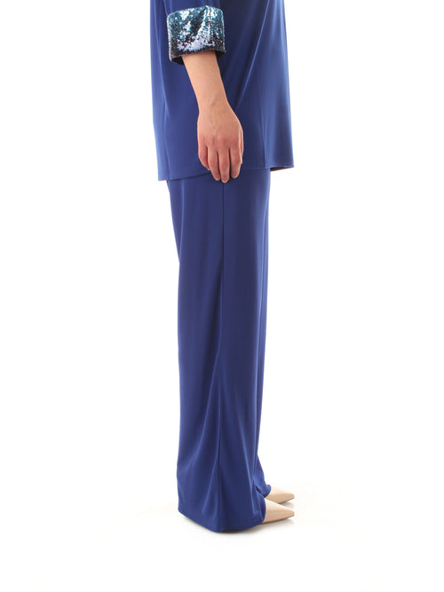 Corte Dei Gonzaga Gold pantalone wide leg da donna blu royal